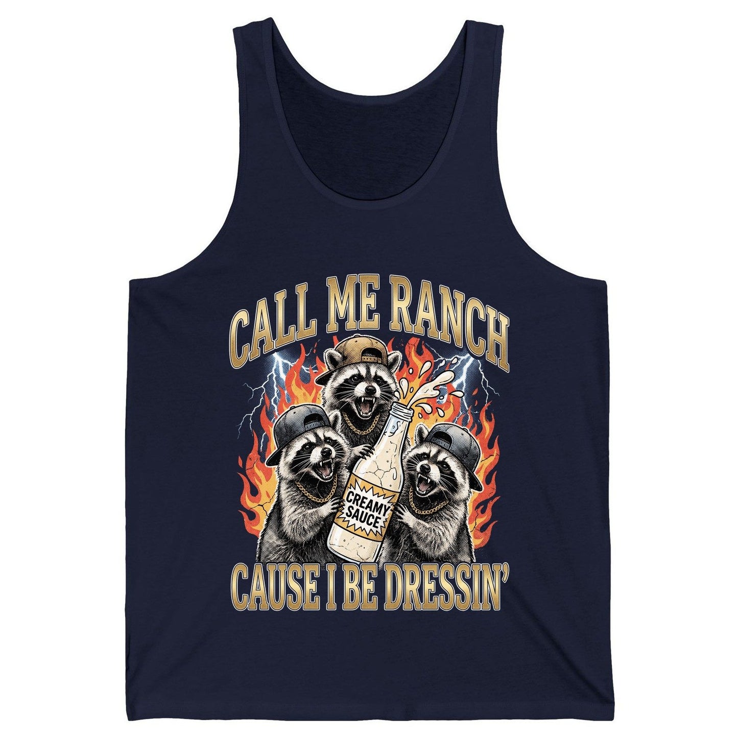 Call Me Ranch Cause I Be Dressin' raccoons Tank Top Navy product mockup