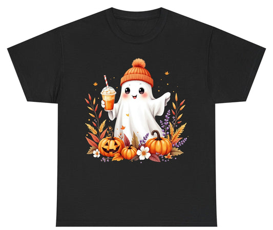 Cute Ghost Pumpkin Spice Latte cute Halloween ghost Youth T-Shirt Black product mockup