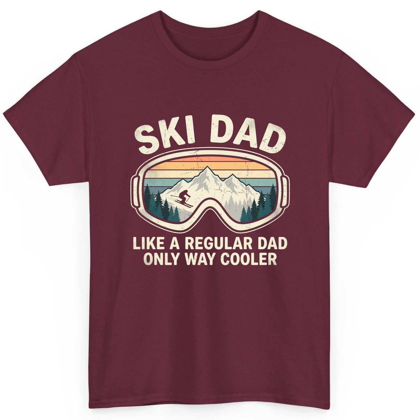 Ski Dad Like a Regular Dad Only Way Cooler skiing T-Shirt Maroon product mockup