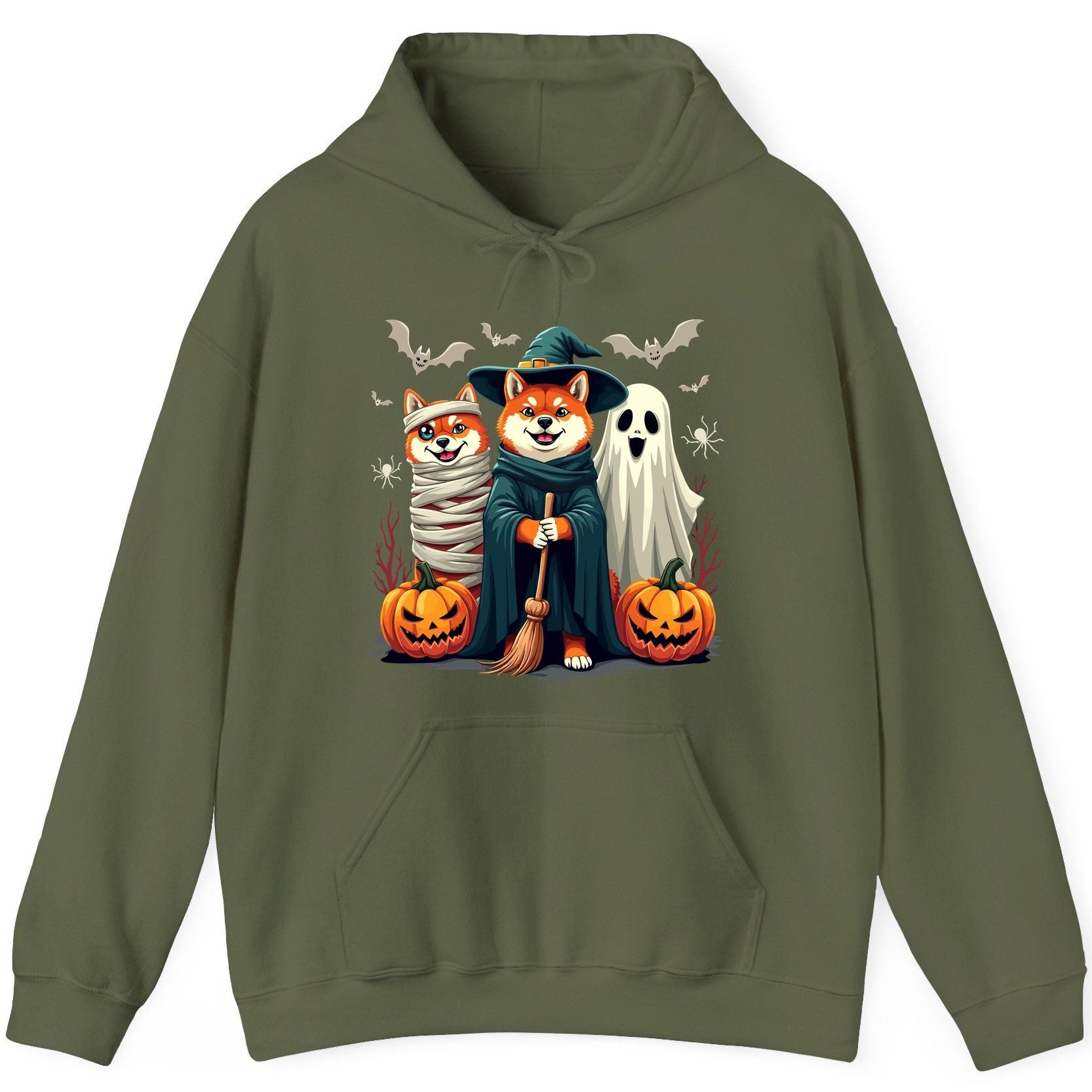 Shiba Inu Halloween Costumes shiba inu Hoodie Military Green product mockup