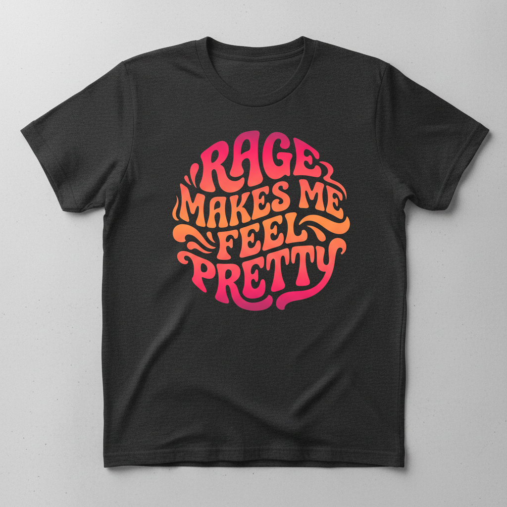 Rage Makes Me Feel Pretty Retro 70s Typography T-Shirt - Dark Heather