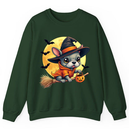 Cute Witch French Bulldog french bulldog Sweatshirt Forest Green product mockup