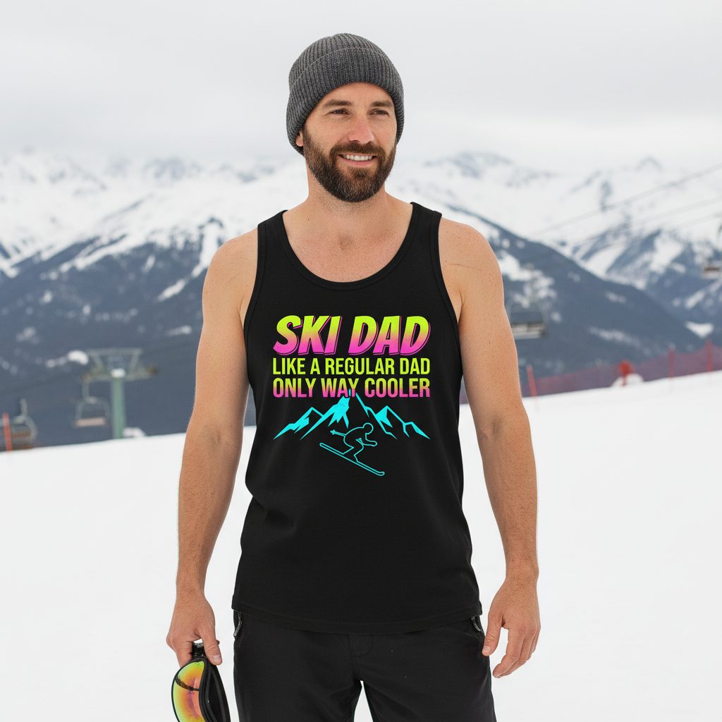 Ski Dad Like a Regular Dad Only Way Cooler skiing Tank Top Black lifestyle mockup