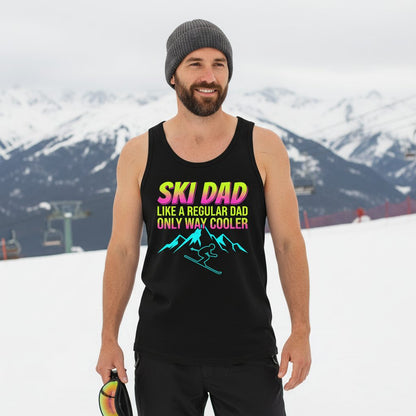 Ski Dad Like a Regular Dad Only Way Cooler skiing Tank Top Black lifestyle mockup