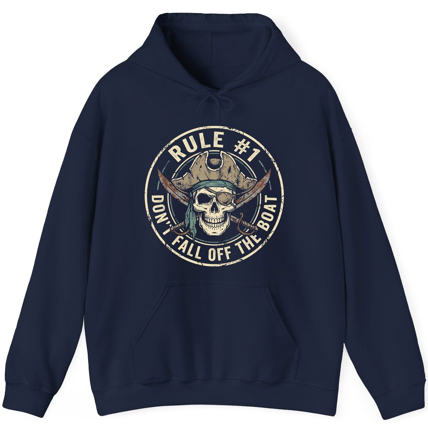 Rule 1 Don't Fall Off the Boat pirate Hoodie Navy product mockup