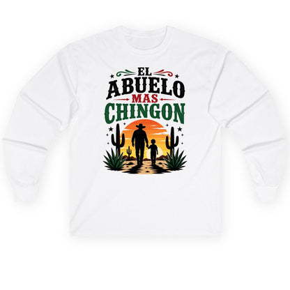 El Abuelo Mas Chingon grandfather and grandson Long Sleeve Tee White product mockup