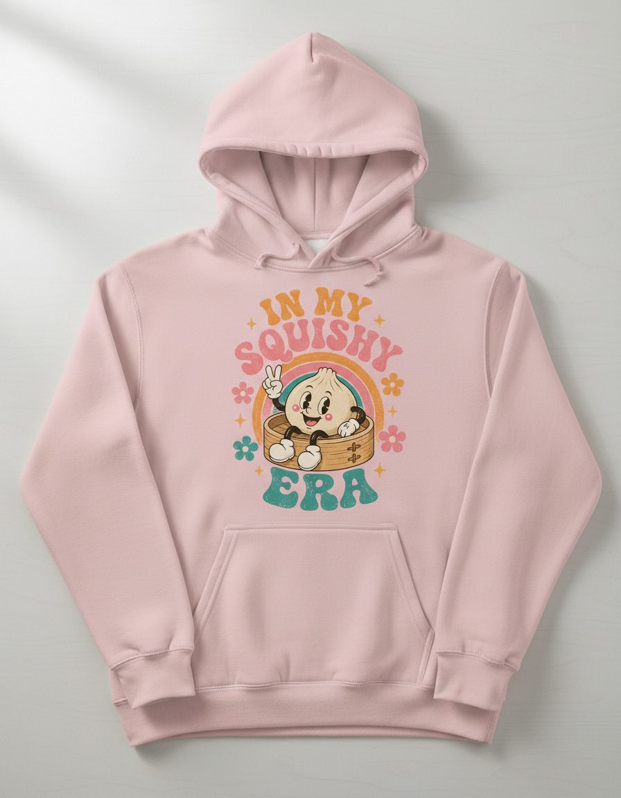 In My Squishy Era Funny Dumpling Hoodie - product mockup - Light Pink