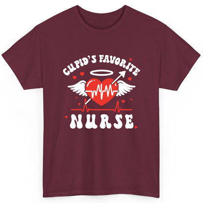 Cupid's Favorite Nurse nursing T-Shirt Maroon product mockup