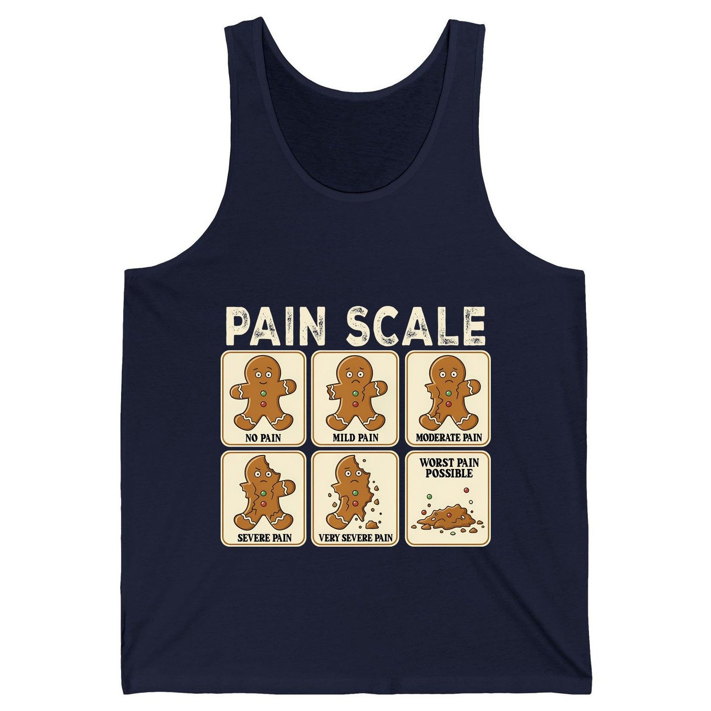 Pain Scale gingerbread man pain scale Tank Top Navy product mockup