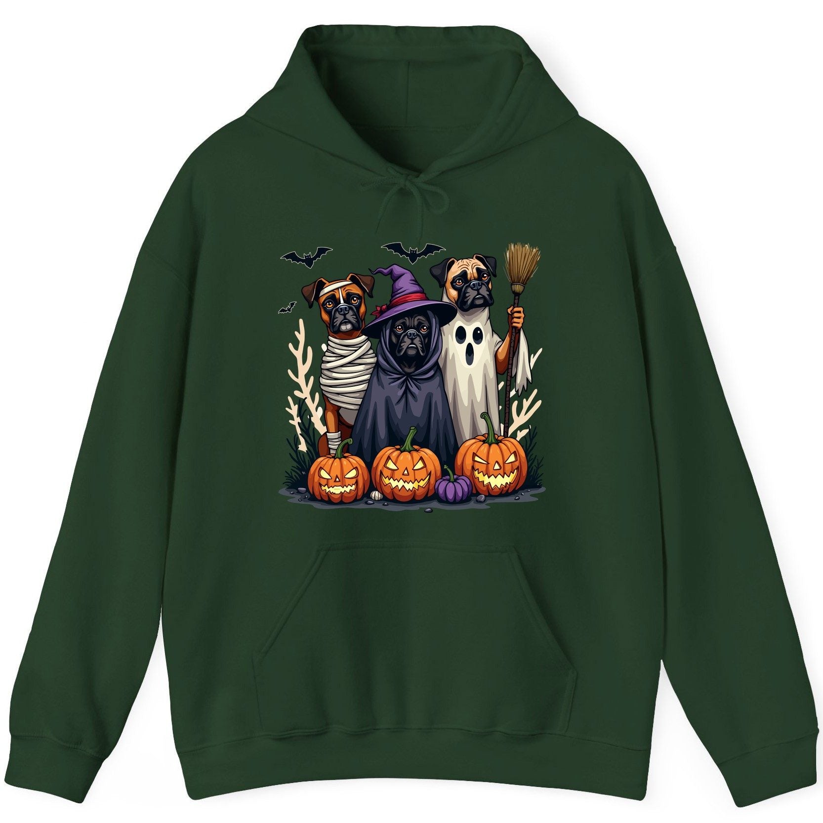 Halloween Dogs in Costume Halloween dogs Hoodie Forest Green product mockup