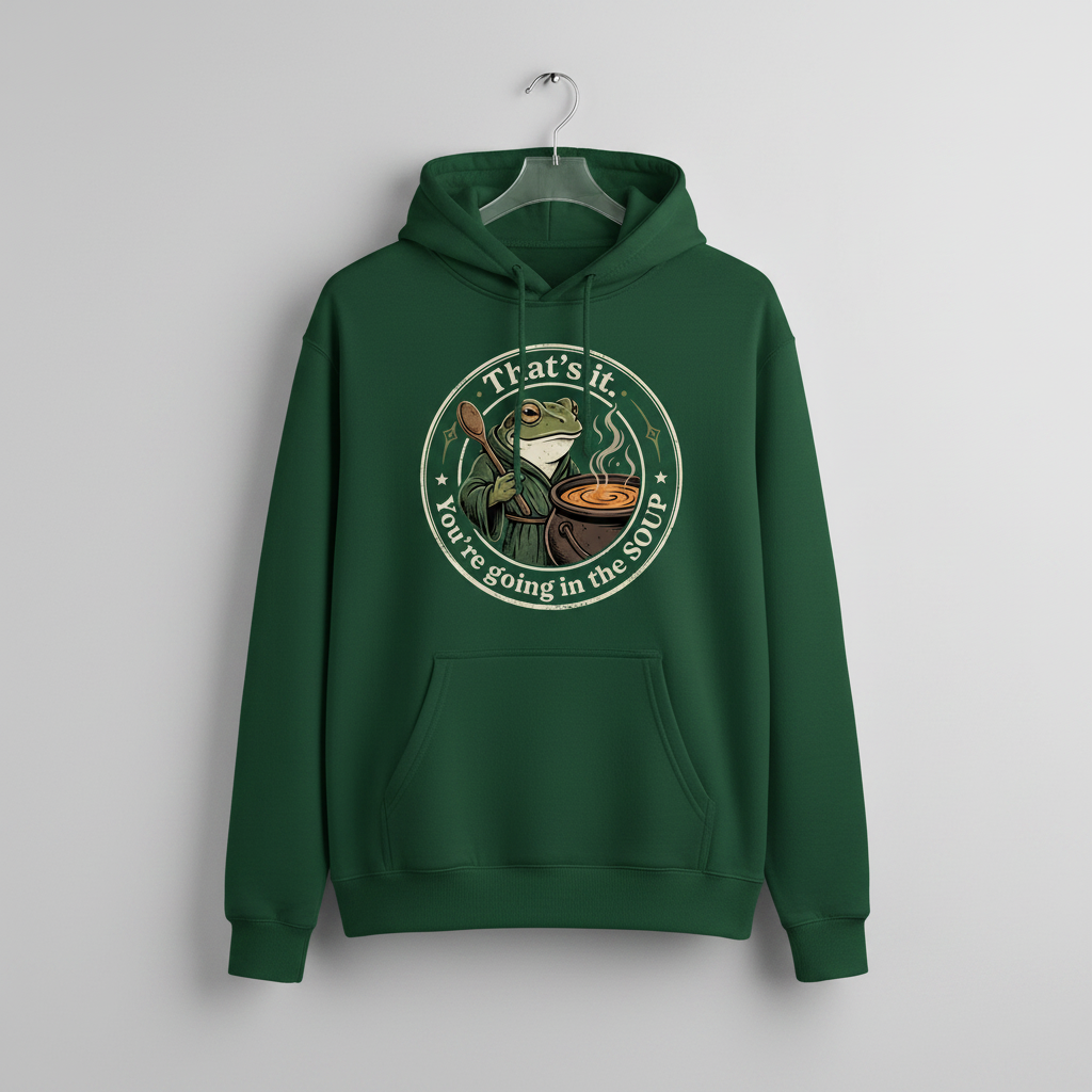 That's It You're Going In The Soup Frog Meme Hoodie - Forest Green