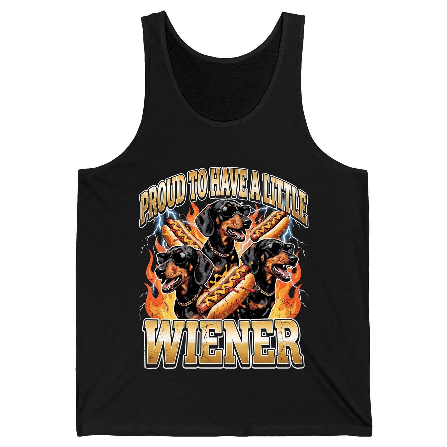 Proud to Have a Little Wiener dachshund Tank Top Black product mockup
