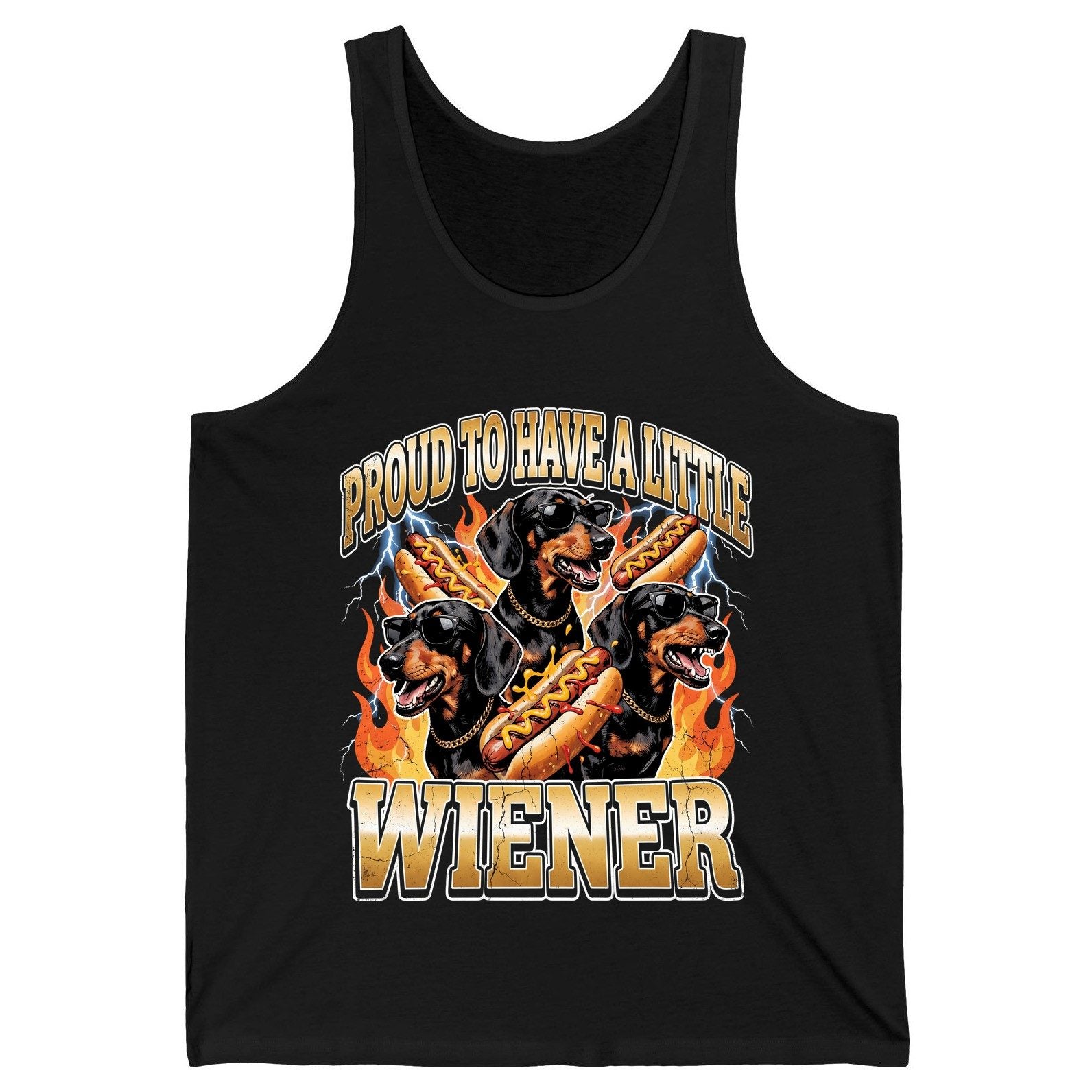 Proud to Have a Little Wiener dachshund Tank Top Black product mockup