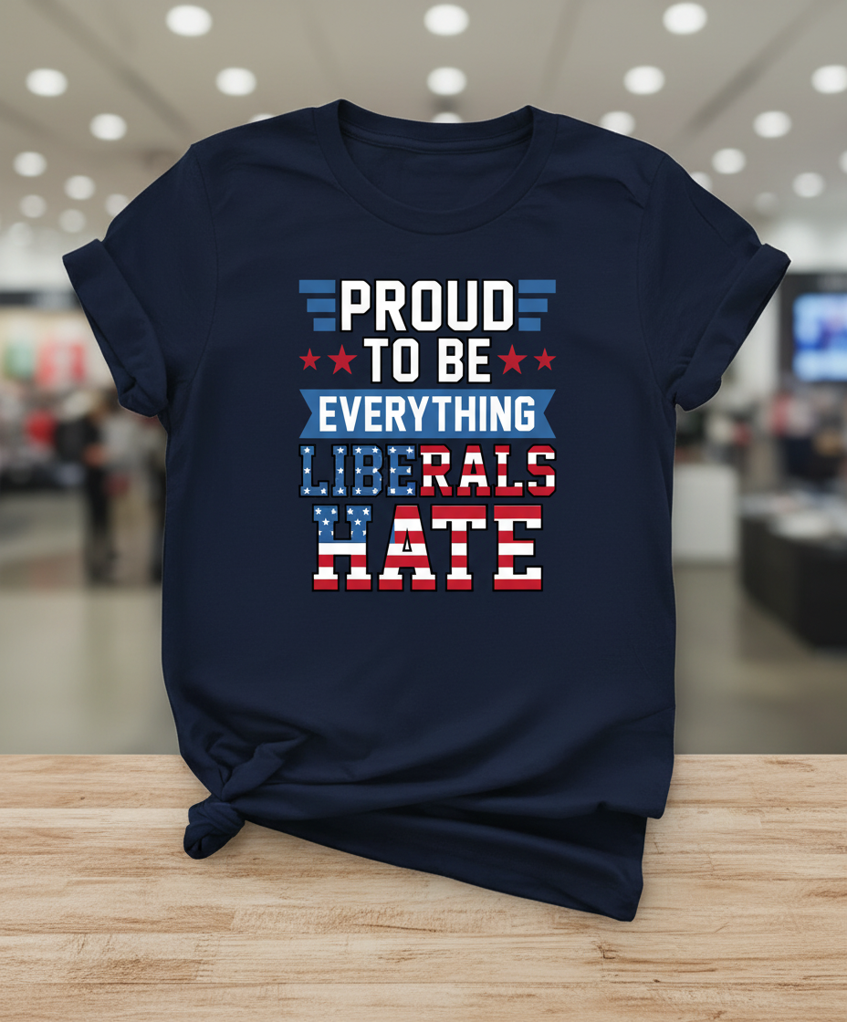 Proud To Be Everything Liberals Hate Patriotic Design T-Shirt - Navy