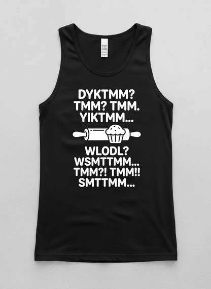 DYKTMM Funny Baking Acronyms Muffin Design Tank Top - Black