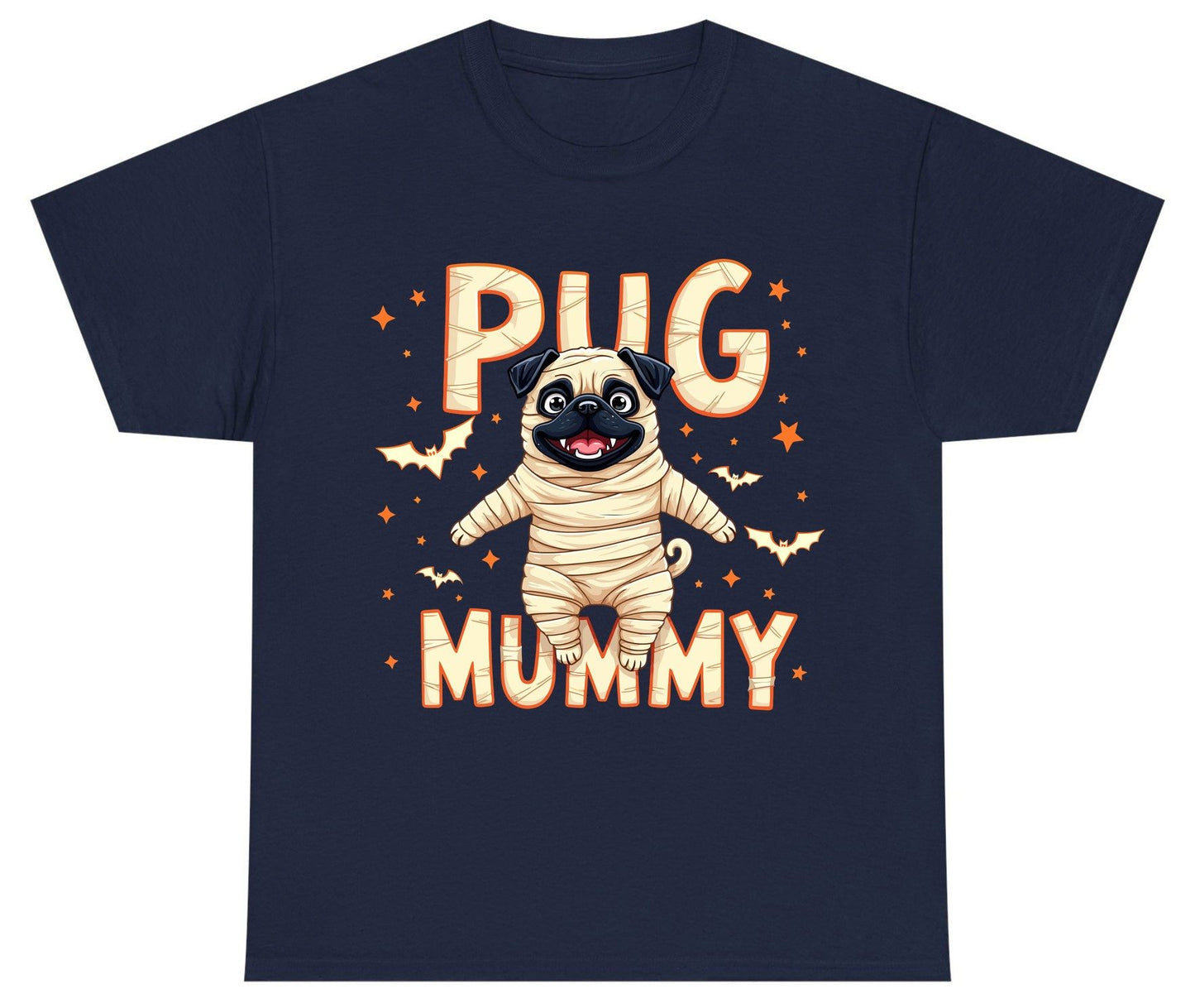 Pug Mummy pug Youth T-Shirt Navy product mockup