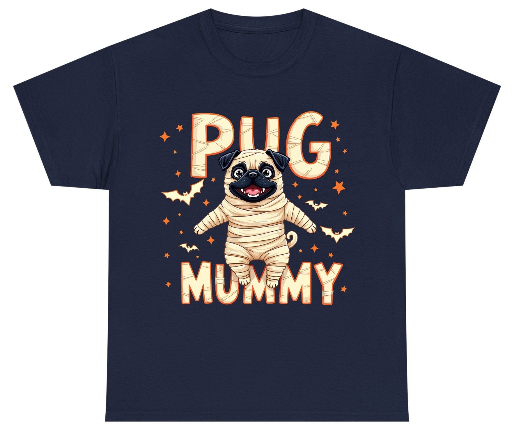 Pug Mummy pug Youth T-Shirt Navy product mockup