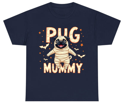 Pug Mummy pug Youth T-Shirt Navy product mockup
