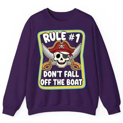 Rule 1 Don't Fall Off the Boat pirate Sweatshirt Purple product mockup