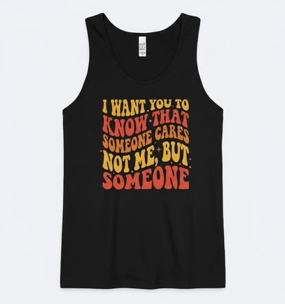 Sarcastic Retro 'Someone Cares' Quote Tank Top - Black