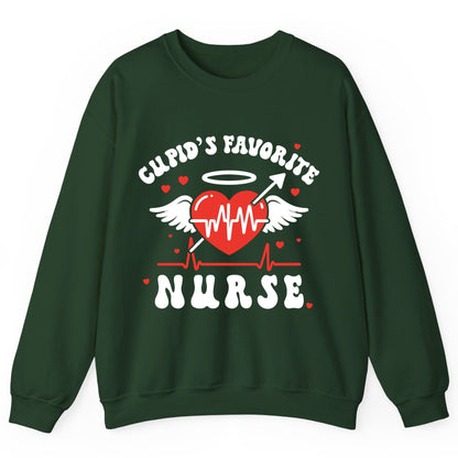 Cupid's Favorite Nurse nursing Sweatshirt Forest Green product mockup