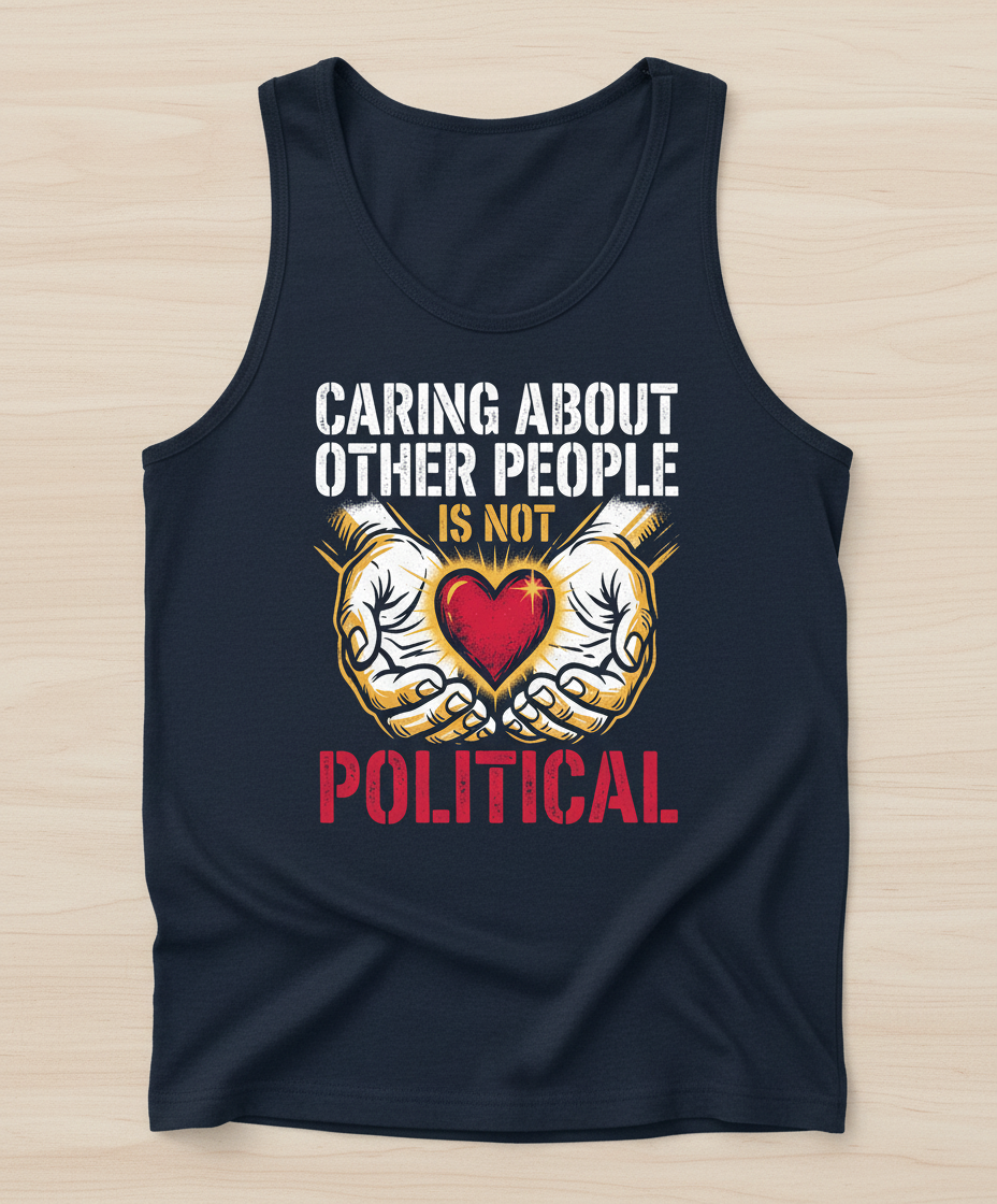 Caring About Other People Is Not Political Empathy Design Tank Top - Navy
