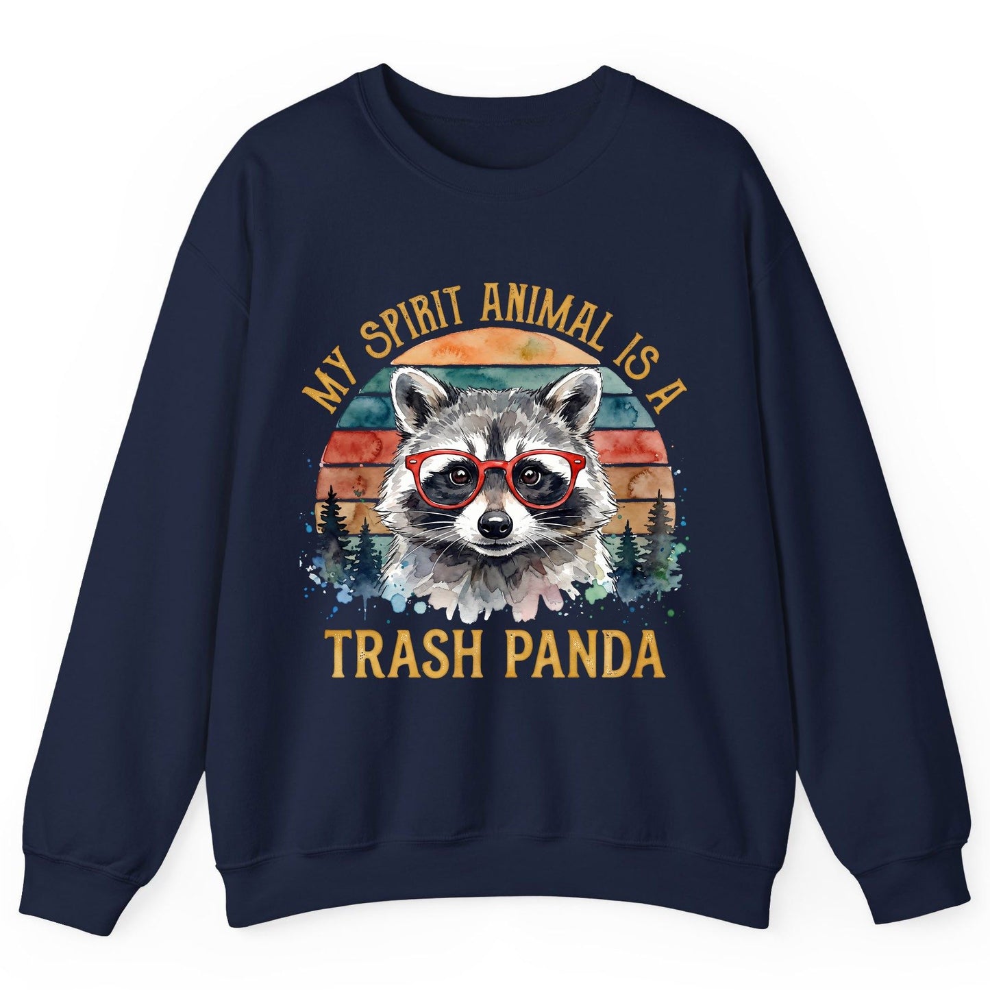 My Spirit Animal Is a Trash Panda raccoon Sweatshirt Navy product mockup