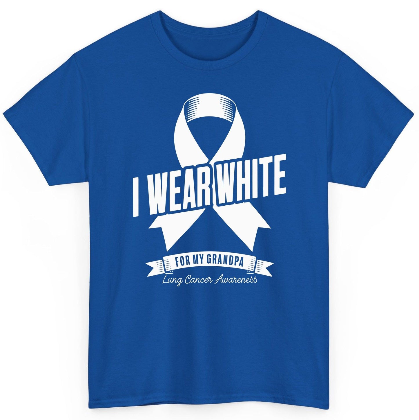 I Wear White for My Grandpa lung cancer awareness T-Shirt Royal product mockup