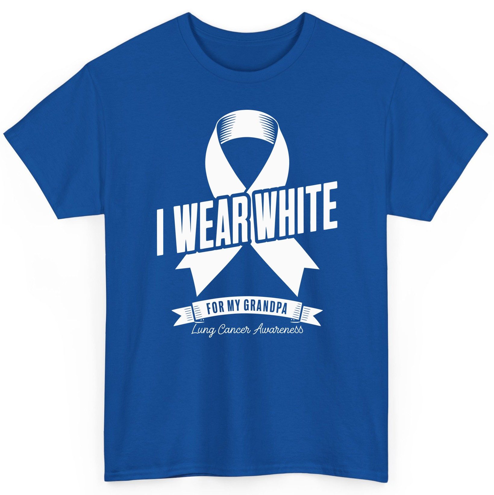 I Wear White for My Grandpa lung cancer awareness T-Shirt Royal product mockup