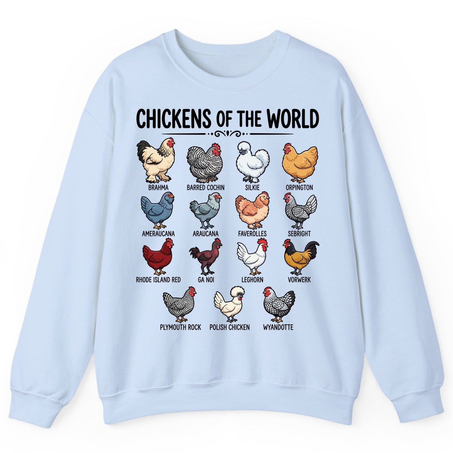 Breeds of the World, Brahma, Barred Cochin, Silkie, Orpington, Ameraucana, Araucana, Faverolles, Sebright, Rhode Island Red,