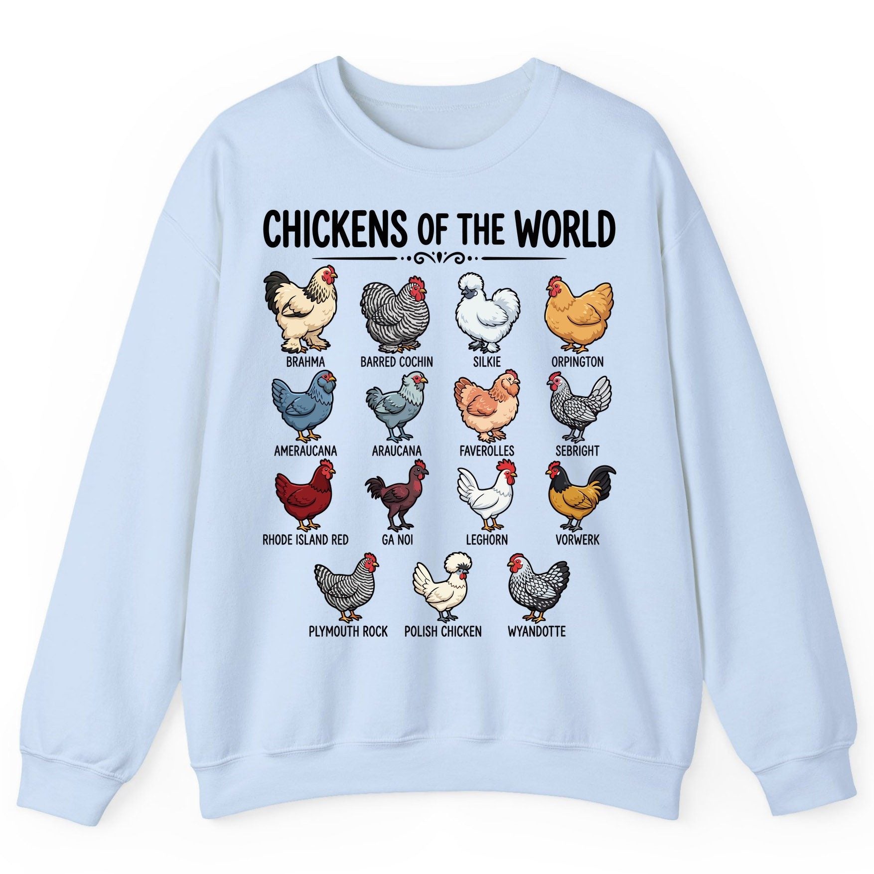Breeds of the World, Brahma, Barred Cochin, Silkie, Orpington, Ameraucana, Araucana, Faverolles, Sebright, Rhode Island Red,