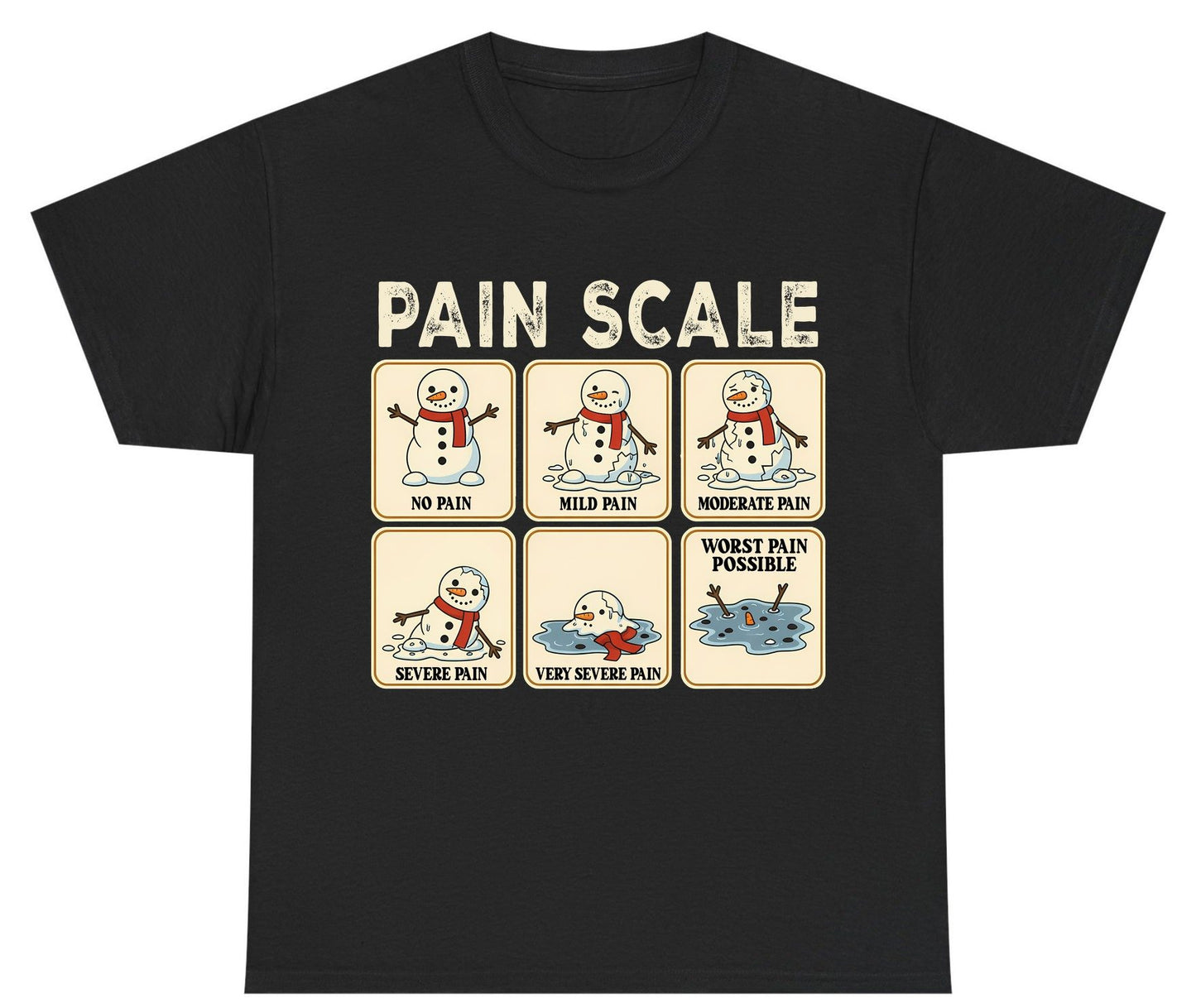 Pain Scale No Pain Mild Pain Moderate Pain Severe Pain Very Severe Pain Worst Pain Possible snowman Youth T-Shirt Black
