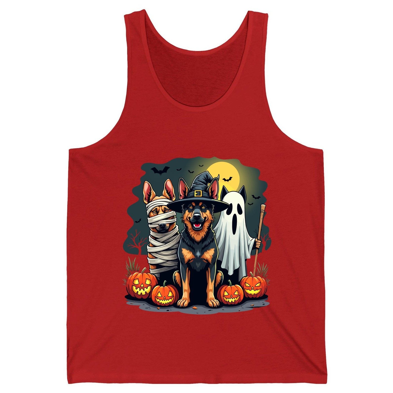 Halloween Dogs in Costumes Halloween dogs Tank Top Red product mockup