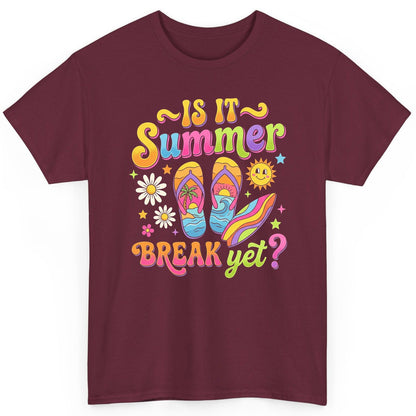Is It Summer Break Yet Retro Vacation T-Shirt - product mockup - Maroon