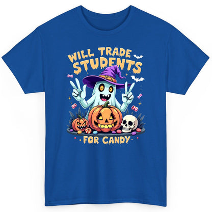 Will Trade Students for Candy teacher humor T-Shirt Royal product mockup