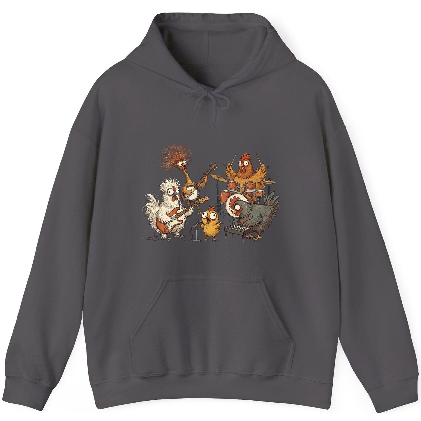 Chicken Rock Band chicken rock band Hoodie Charcoal product mockup