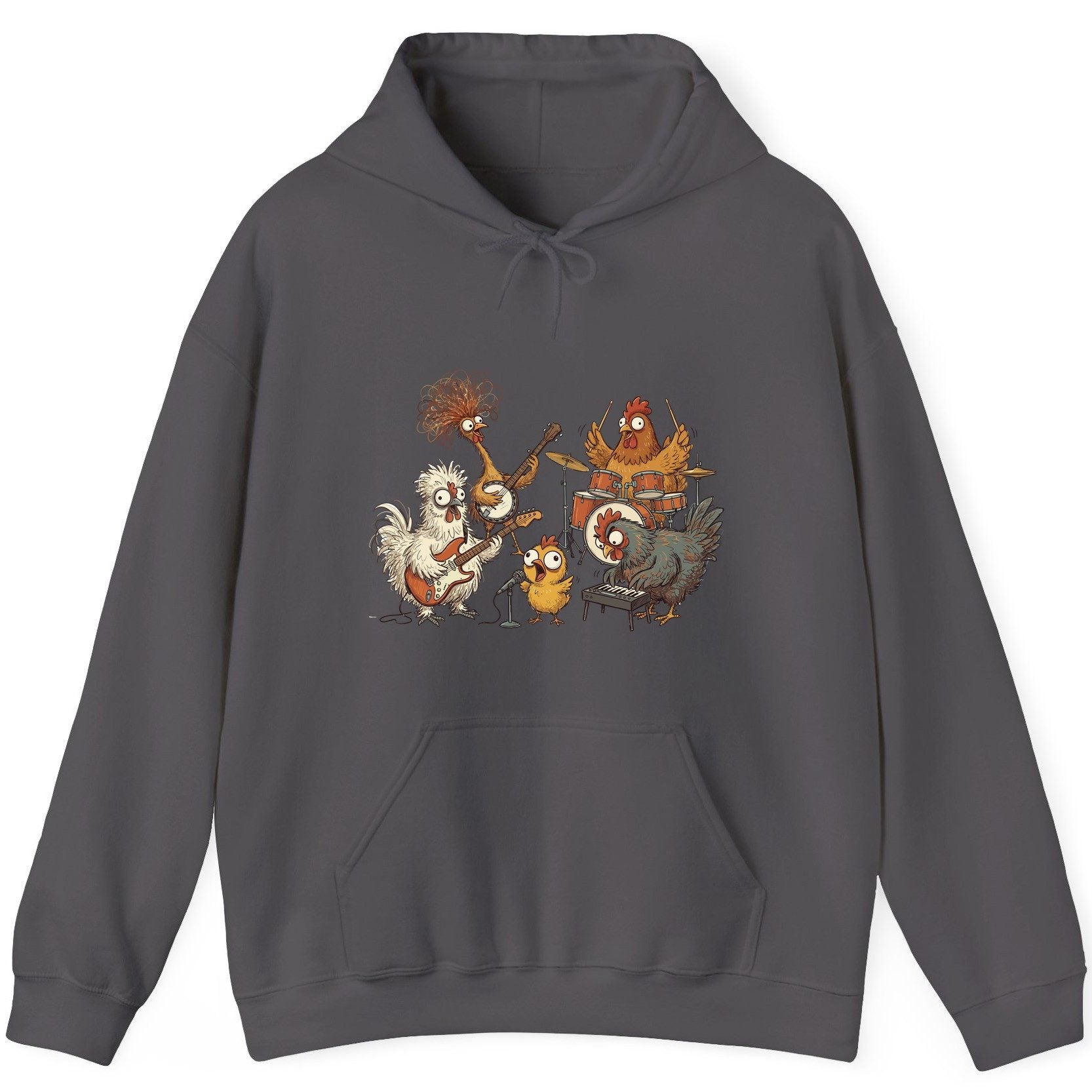 Chicken Rock Band chicken rock band Hoodie Charcoal product mockup
