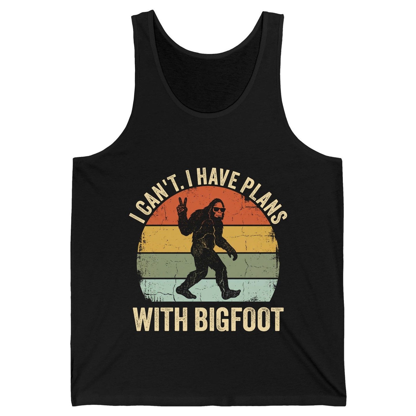 I Can't I Have Plans with Bigfoot bigfoot Tank Top Black product mockup