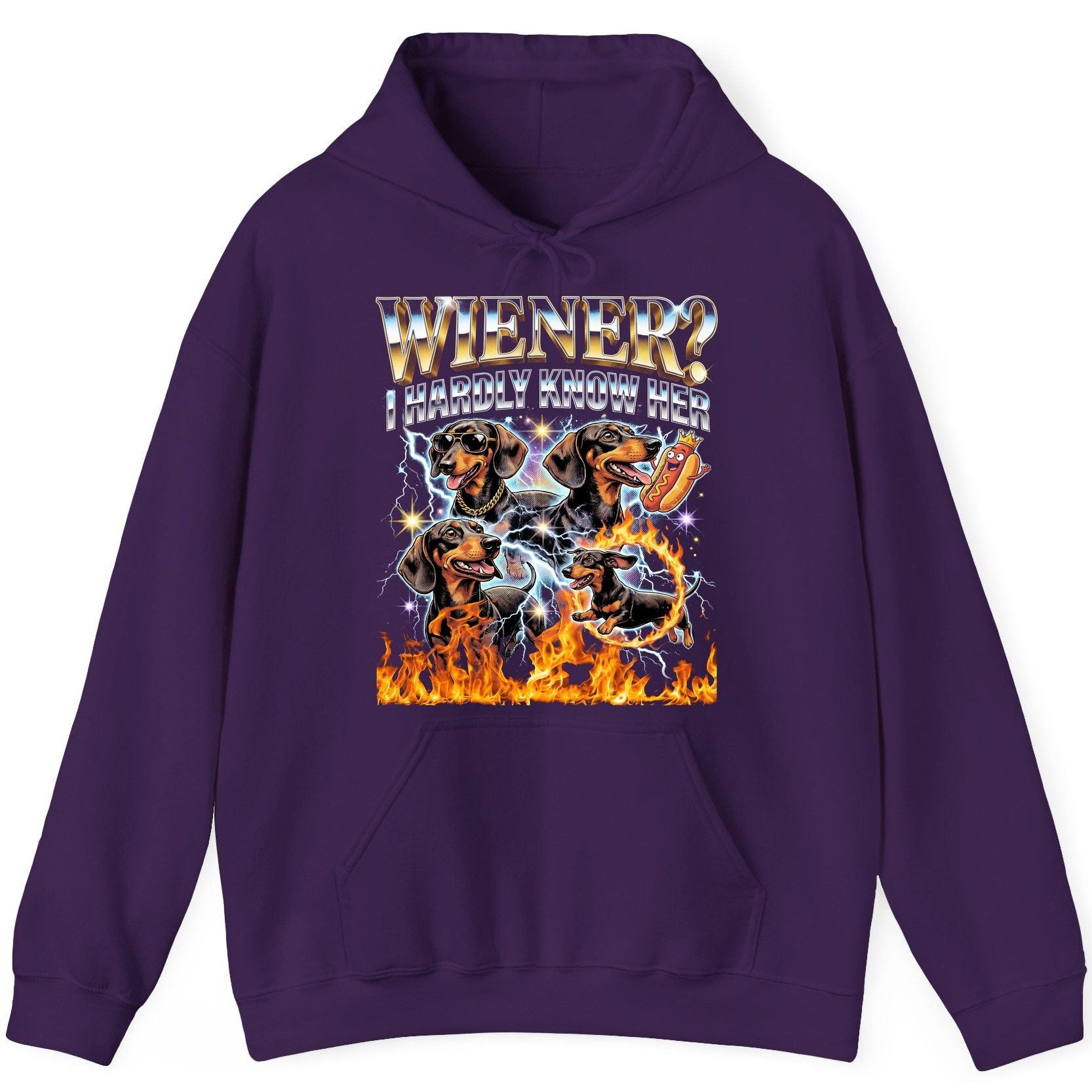Wiener I Hardly Know Her dachshund Hoodie Purple product mockup