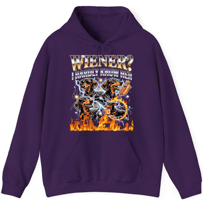 Wiener I Hardly Know Her dachshund Hoodie Purple product mockup
