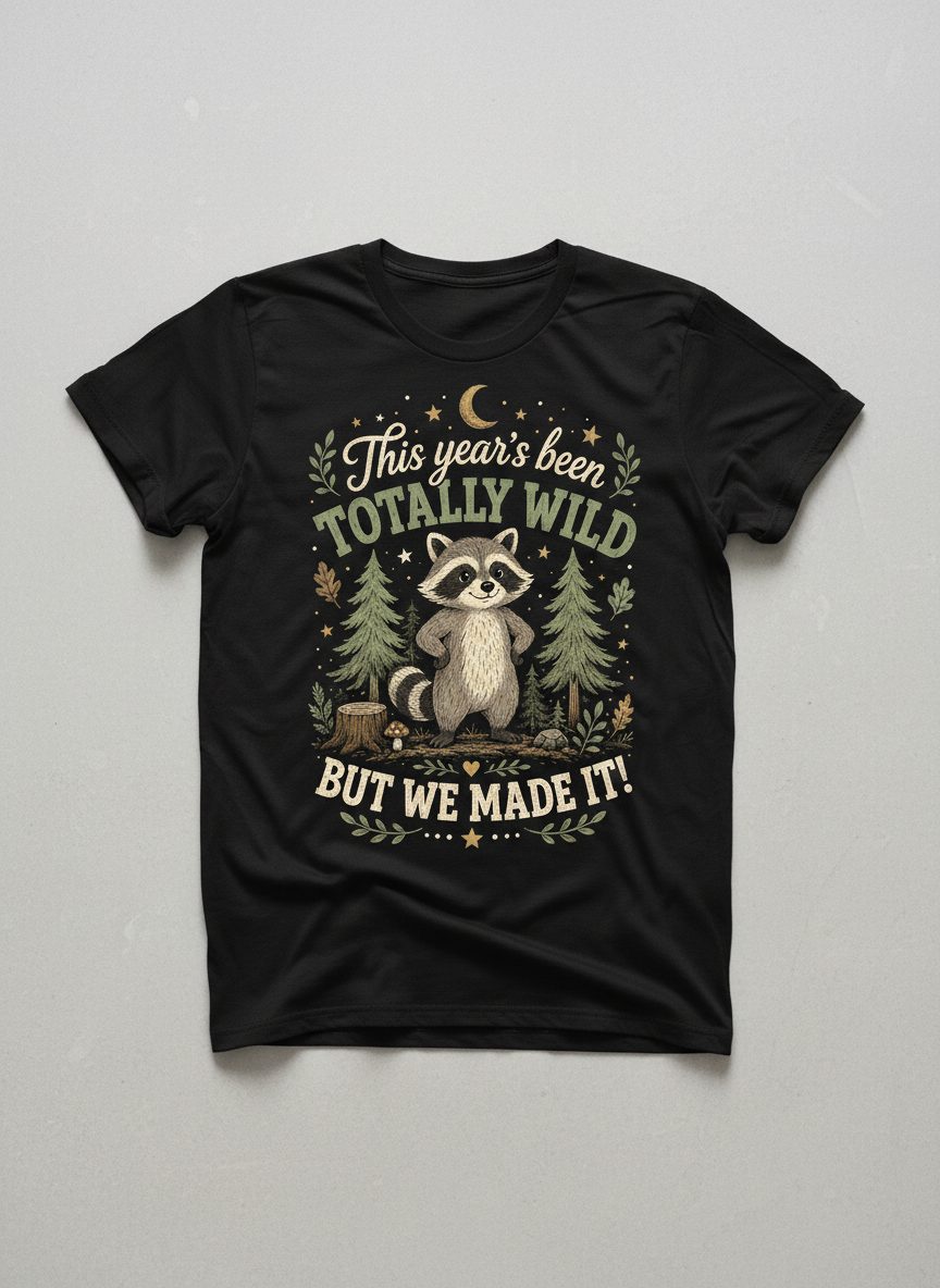 Totally Wild Raccoon Funny Animal Lovers T-Shirt - product mockup - Black