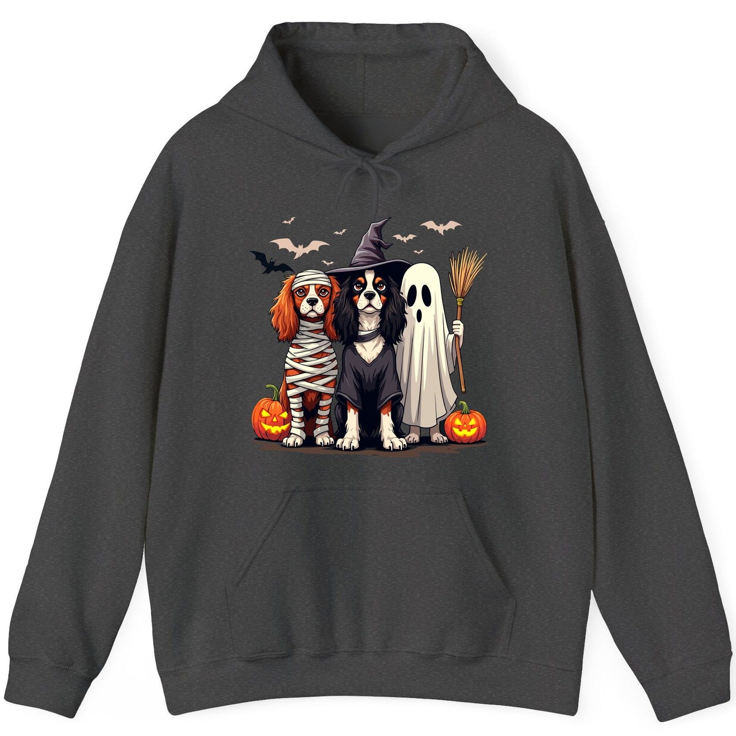 Cavalier Spaniel Halloween Dogs cavalier king charles spaniel Hoodie Dark Heather product mockup
