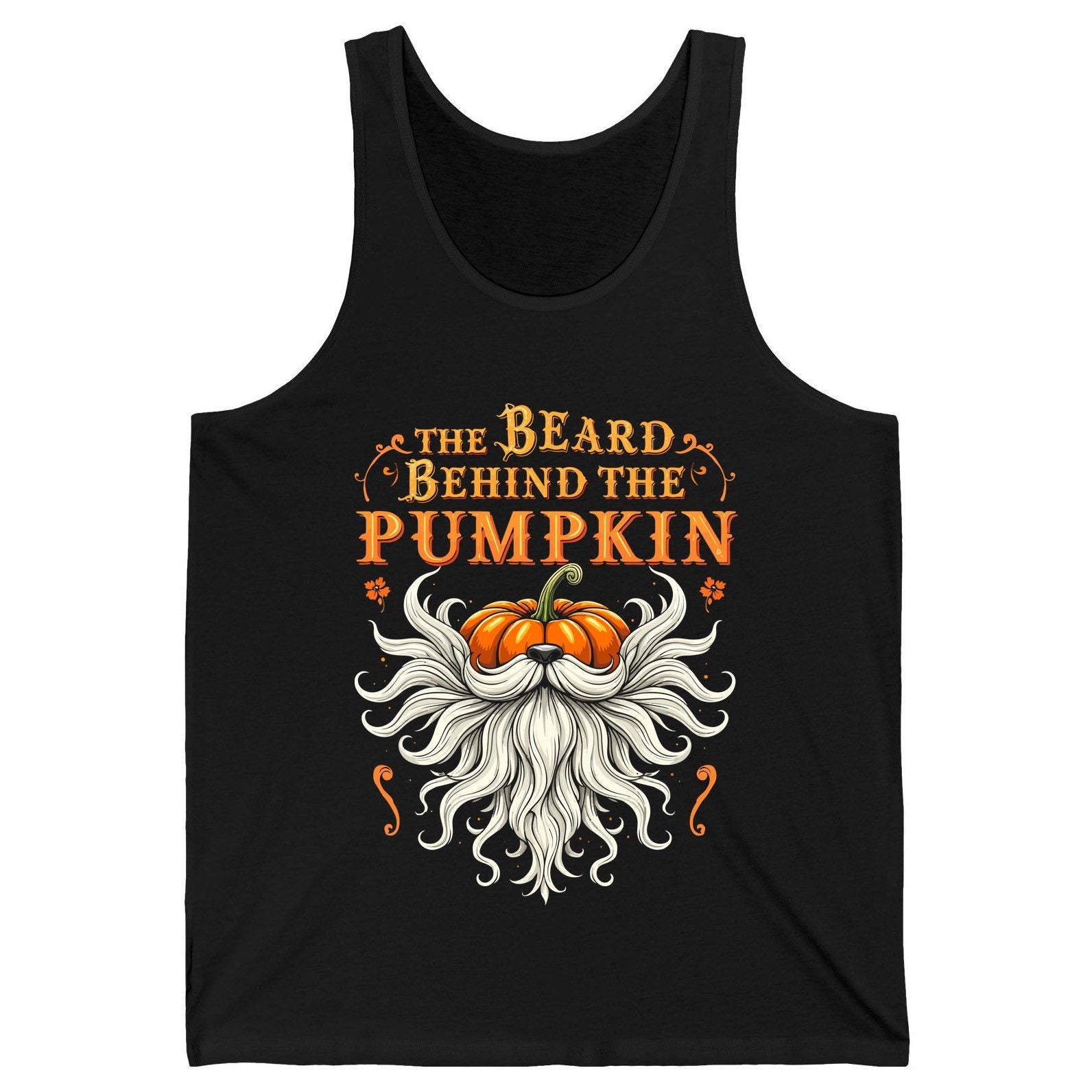 The Beard Behind the Pumpkin bearded dad Tank Top Black product mockup