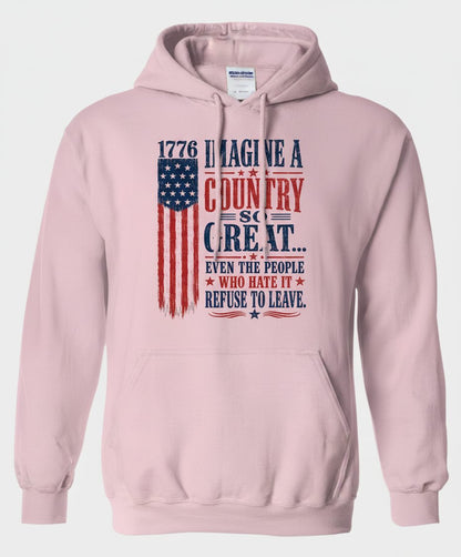 Imagine a Country So Great Patriotic Vintage American Hoodie - product mockup - Light Pink