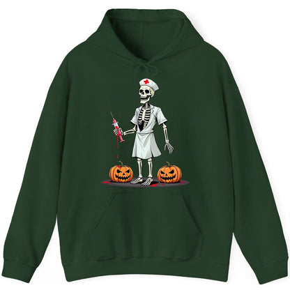 Spooky Skeleton Nurse Halloween skeleton nurse Hoodie Forest Green product mockup