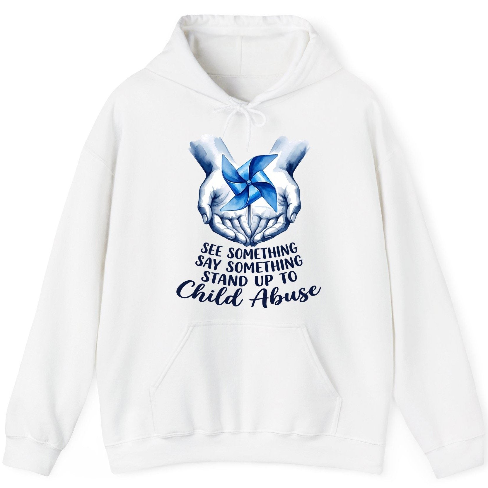 SEE Something SAY Something STAND UP TO Child Abuse Awareness Hoodie - product mockup - White