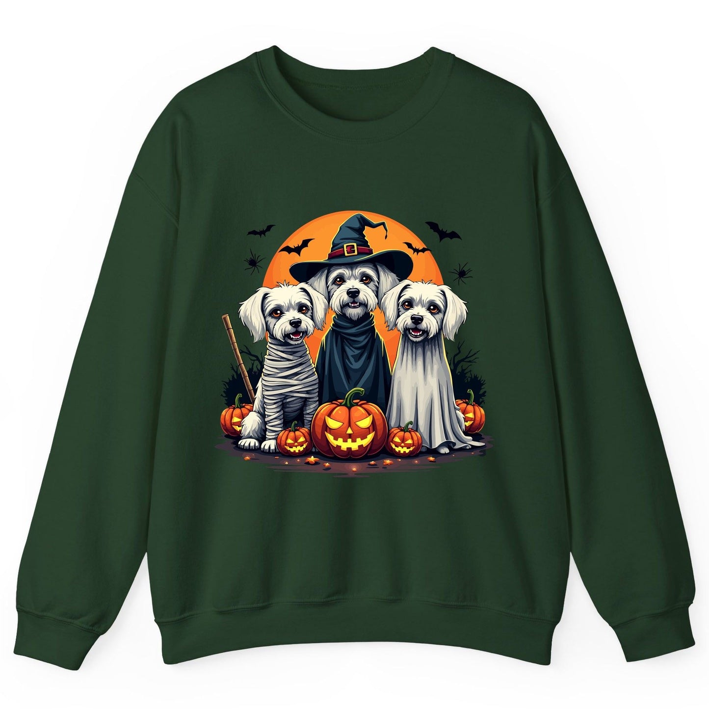 Halloween Dogs Costumes Halloween dogs Sweatshirt Forest Green product mockup