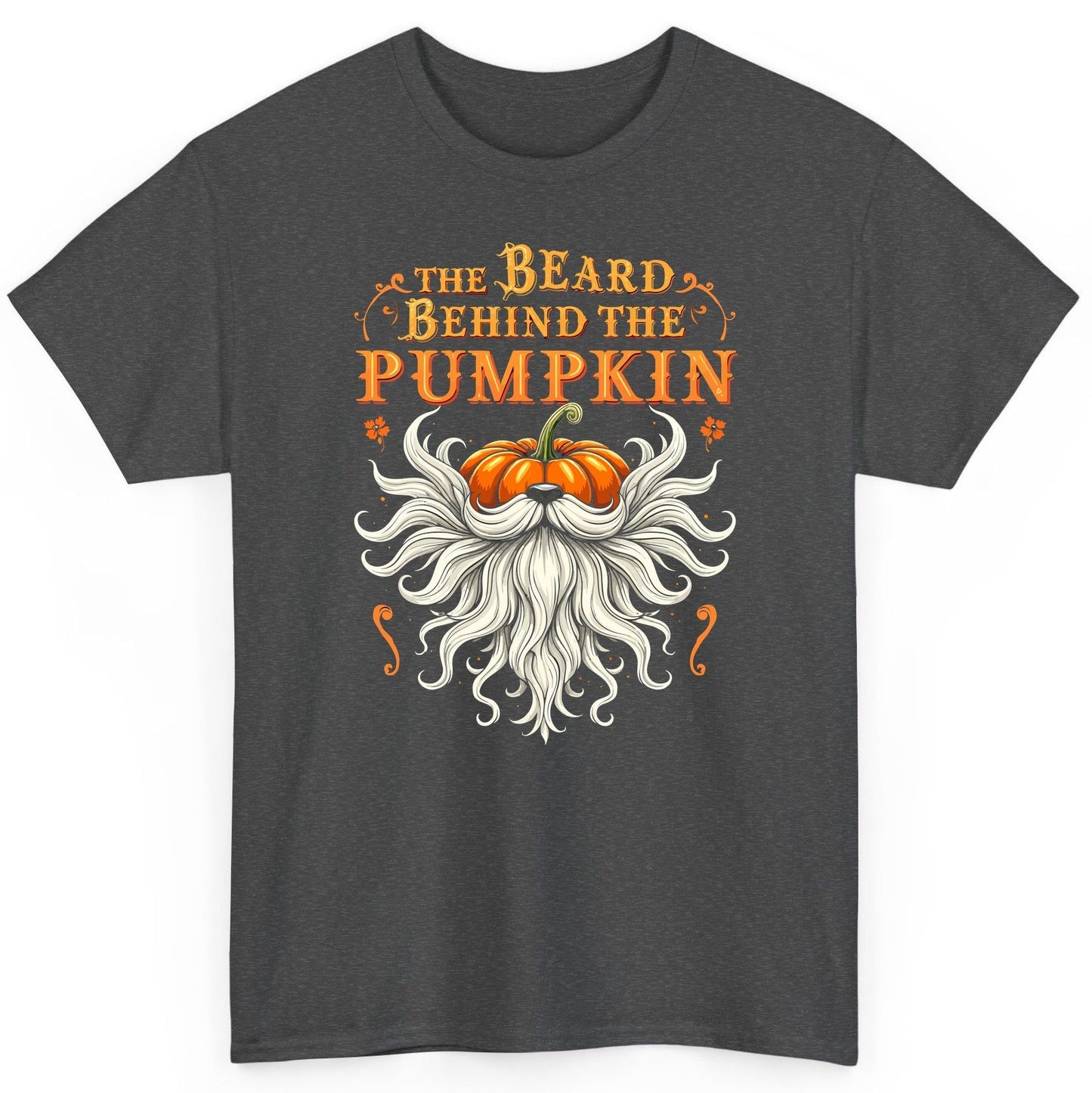 The Beard Behind the Pumpkin bearded dad T-Shirt Dark Heather product mockup
