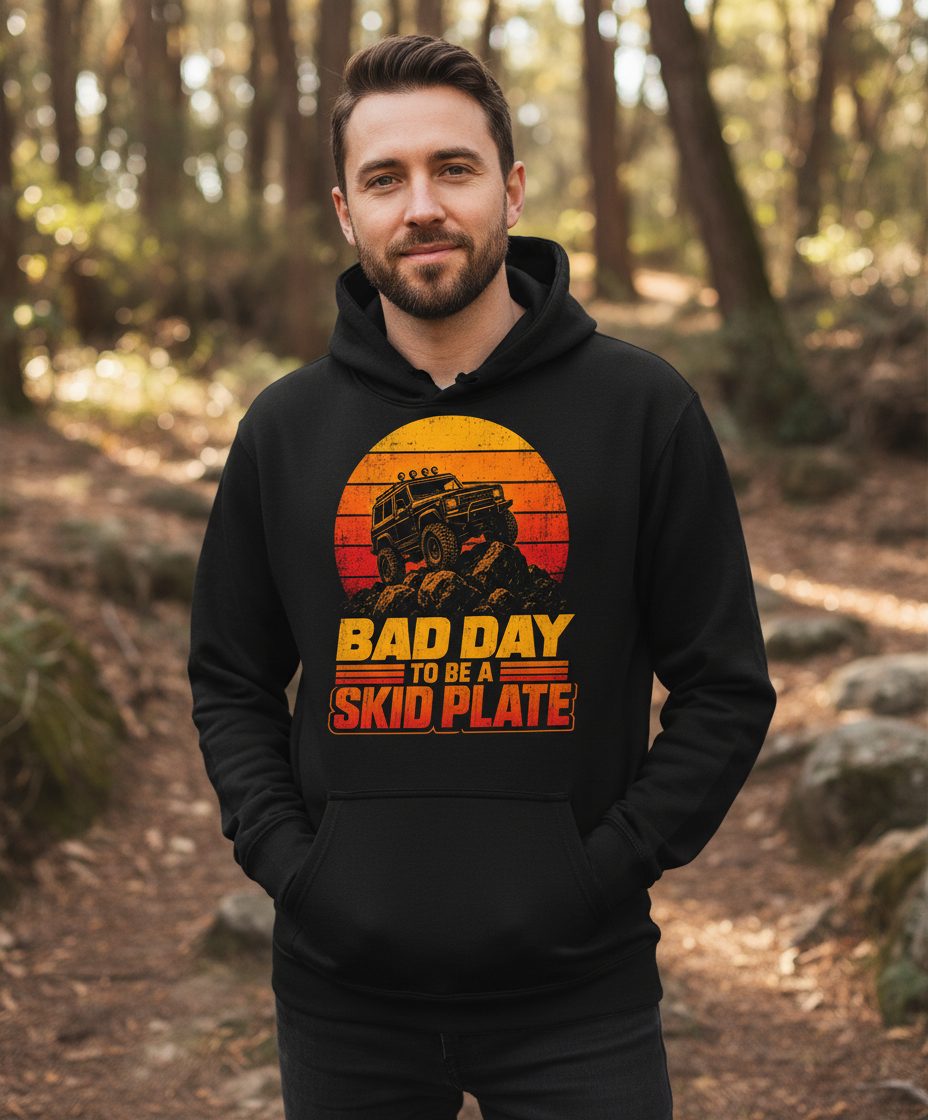 Bad Day to Be a Skid Plate Funny Off-Roading Hoodie - lifestyle model mockup - Black