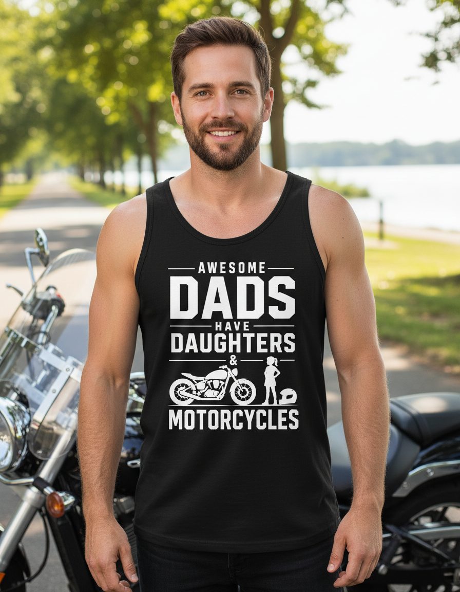 Awesome Dads Have Daughters & Motorcycles motorcycle dad Tank Top Black lifestyle mockup